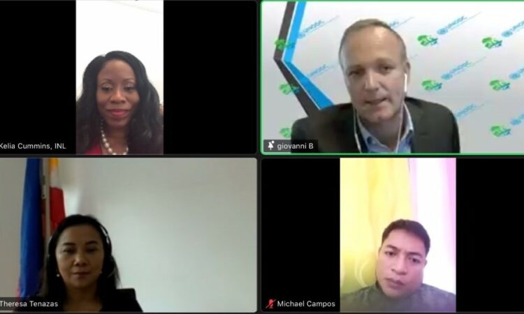 : International Narcotics and Law Enforcement Affairs Director Kelia Cummins, United Nations Office on Drugs and Crime (UNODC) Global Programme for Combatting Wildlife Coordinator Giovanni Broussard, and other stakeholders