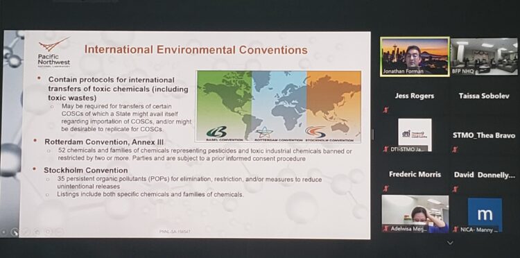 Philippine agencies participate in series of virtual chemical security regulatory workshops facilitated by DTRA and PNNL.
