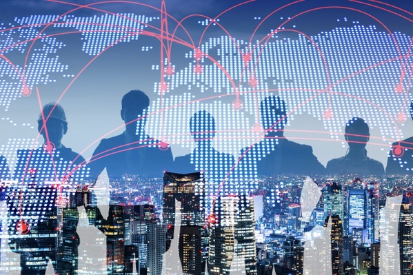 Group of people looking at a map