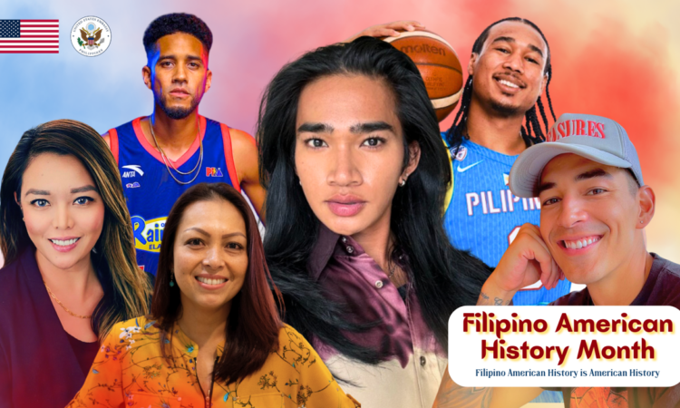 Filipino Americans — Grace Kelly Art, Gabe Norwood, Janice Freytag, Bretman Rock, Chris Newsome, and Caelan Tiongson, embracing their #MyFilAmStory