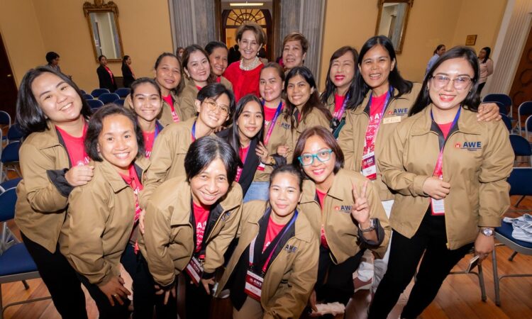 Graduates of the Academy for Women Entrepreneurs (AWE) join U.S. Ambassador MaryKay Carlson at the 2025 AWE Philippines Summit at the U.S. Embassy in Manila on July 29.